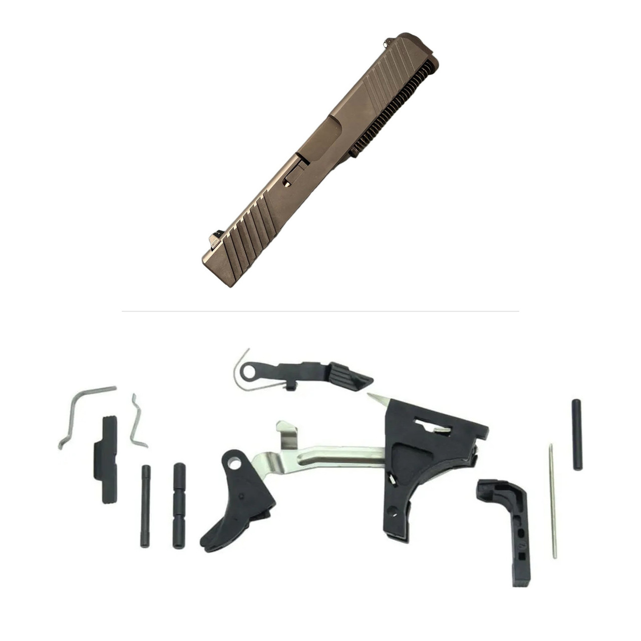 Remsport Assembled Bullnose Iron-Sight Slide for Glock 19 Gen 3 - Remsport, Diagonal Serrations with Frame Parts Kit - $260.99 at 3CR Tactical 