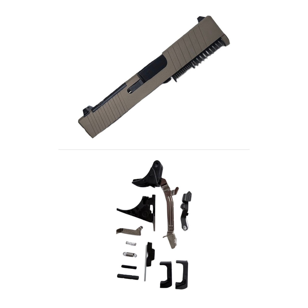 3Cr Tactical Assembled Windowed FDE Slide for Glock 43/43X - Crown Barrel, Standard Sights with Frame Parts Kit - $289.99 at 3CR Tactical 