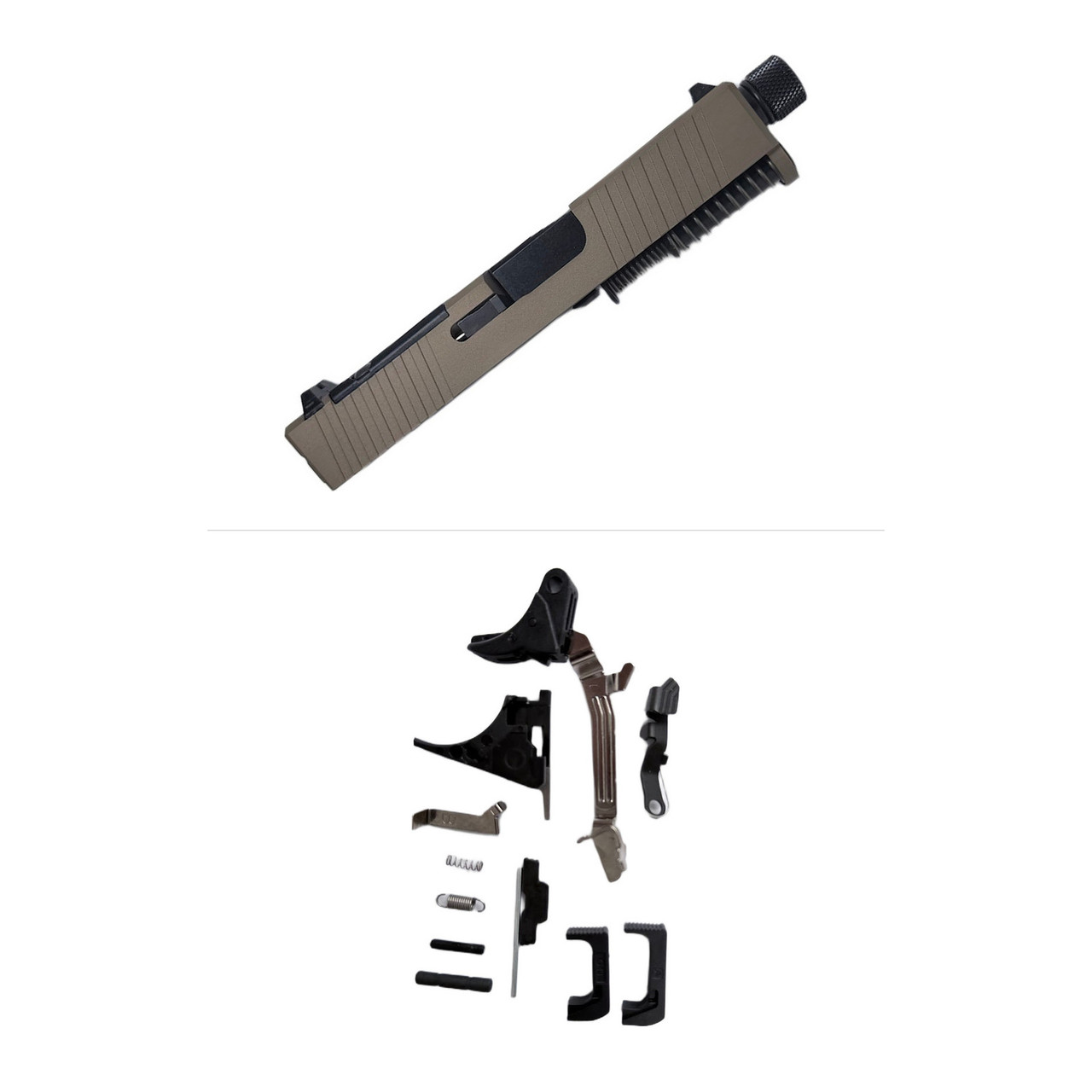 3Cr Tactical Assembled Windowed FDE Slide for Glock 43/43X - Threaded Barrel, Standard Sights with Frame Parts Kit - $299.99 at 3CR Tactical 