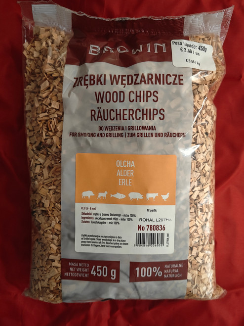 Wood chips for smoking/grilling, alder, 450g, class 8