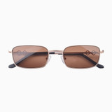 Front view | Rectangle sunglasses with brown lenses and gold frames | Metal | Ellis | Women's sunglasses | Karen Wazen Eyewear