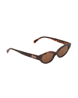 Side view | Cat-like sunglasses with brown lenses and tortoise frames | Acetate | Glamorous | Women's sunglasses | Karen Wazen Eyewear