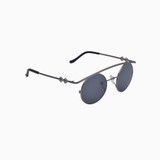 Side view | Round sunglasses with black lenses and black frames | Metal | Retro's XL | Kids | Karen Wazen Eyewear