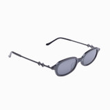Side view | Rectangle round sunglasses with black lenses and black frames | Metal & Acetate | Carolyn | Women's sunglasses | Karen Wazen Eyewear