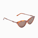 Side view | Cat-like sunglasses with brown lenses and tortoise frames | Metal & Acetate | Kourt | Women's sunglasses | Karen Wazen Eyewear