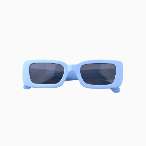 Front view | Wayfarer sunglasses with black lenses and blue frames | Acetate | Kenny | Kids | Karen Wazen Eyewear