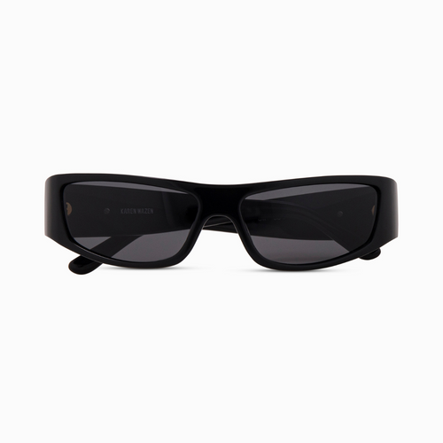 Front view | Rectangular sunglasses with black lenses and black frames | Acetate | Sir | Women's sunglasses | Karen Wazen Eyewear