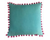 Pom Pom Cushion in Blue