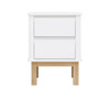 Nori Bedside Table in White & Natural Front view