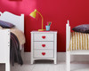 Holly White Bedside Table Red Handles