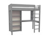 Stompa Grey highsleeper with desk, shelving and bookcase