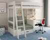 Estella white high sleeper bed with grey corner sofa bed and desk