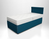 Royal blue upholstered single bed