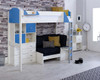 Noah High Sleeper F blue with black sofa