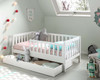 Lark toddler bed white with open drawer styled