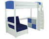 cutout with blue headboard