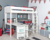 stompa high sleeper with desk, hutch, storage cube and grey sofa bed,