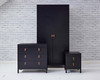Loop black Room Set A with wardrobe, chest and bedside