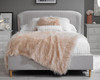 Ariana upholstered bed in grey with circle pattern