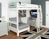 white high sleeper with sofa bed and cupboard storage