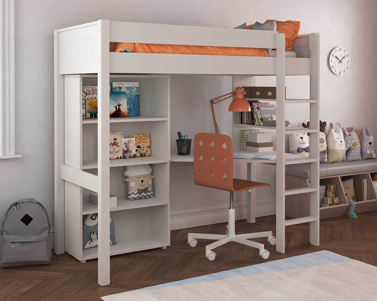 High bed with desk sale