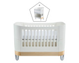 Serena cot bed with co-sleeper in white & natural