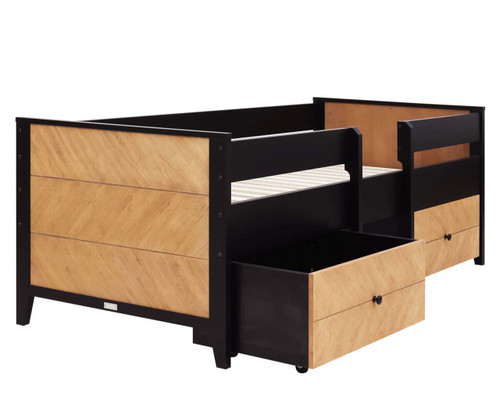 Dilan Storage Bed in Black/Natural Open Drawer