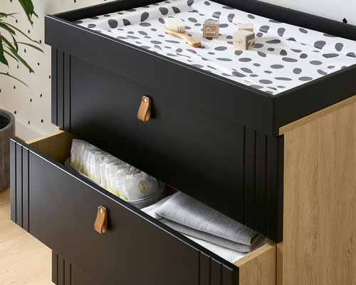 Rafi 3 Drawer Chest Black open drawer