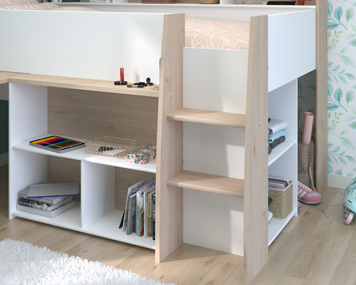 Lucas midsleeper integrated shelving and ladder