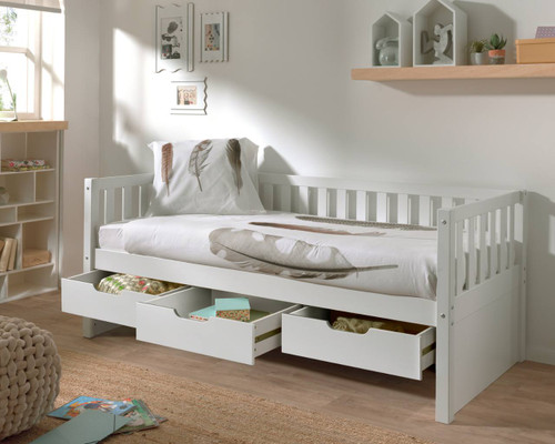 Parker white cabin bed with open drawers