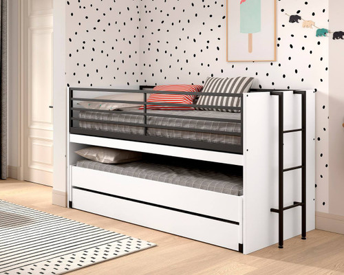 Jordan white midsleeper with ladder at end of bed