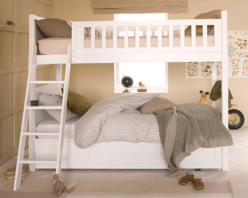 Fargo bunk bed with trundle in Pure White