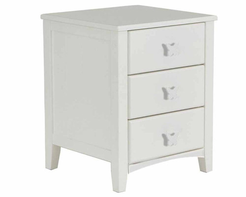 Nevis bedside with white cutterfly handles