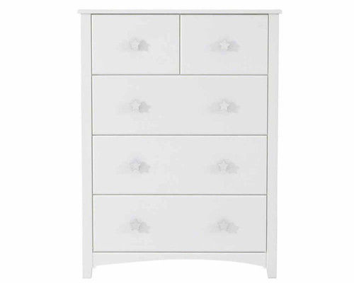 Starlight 5 Drawer Chest with white handles