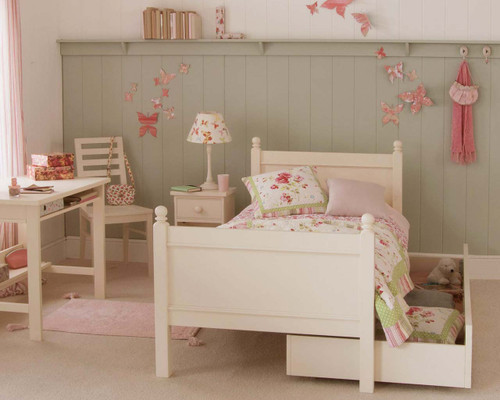 Fargo SIngle bed with pull out trundle bed in Ivory White made by Little Folks