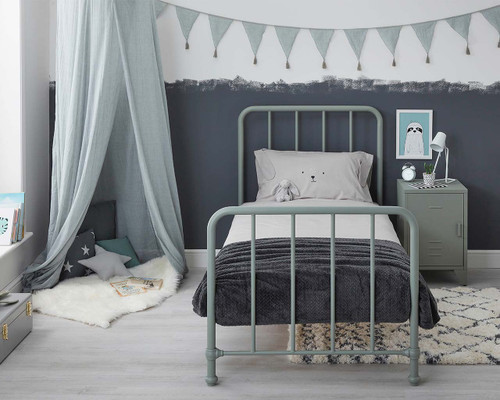 Soho Grey Metal Bed styled with Charcoal