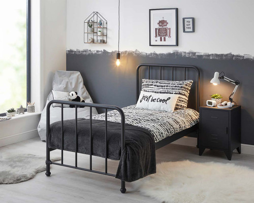 Soho Black Metal Bed styled with Charcoal
