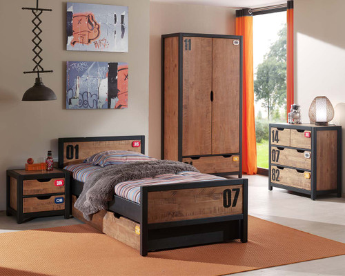 Wood and Metal Single Bed
