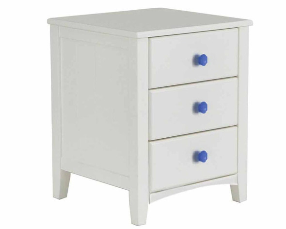 Tweedle white bedside with blue handles