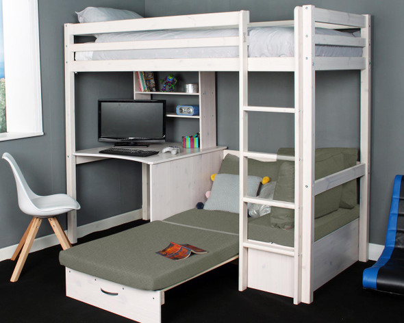 Thuka Hit 9 Highsleeper Bed with Desk and Sofa Bed Extended