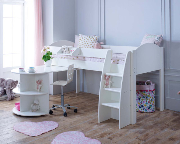 Eli Midsleeper with pull out desk White open