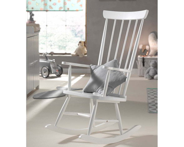 Crescent rocking chair white styled