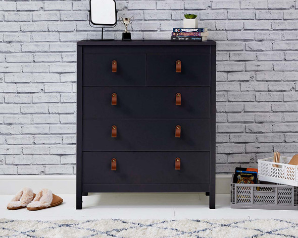 Loop 5 drawer chest in black