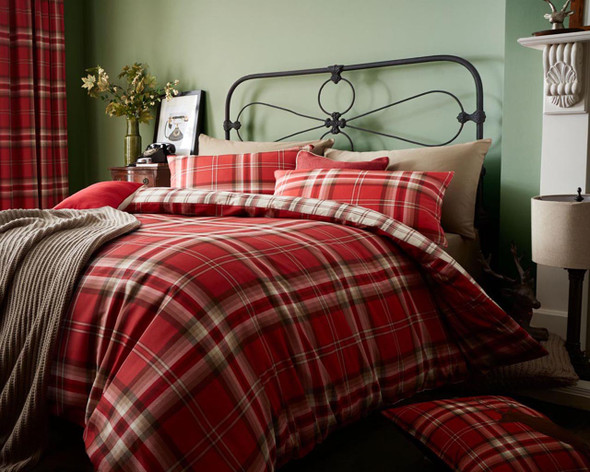 Kelso Red Check Single Duvet Set