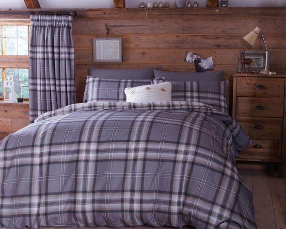 Kelso Grey Check Double Duvet Set