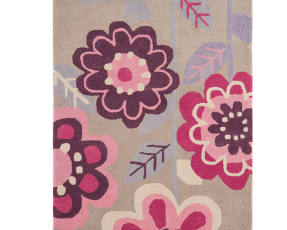 Pink Flowers Rug close up