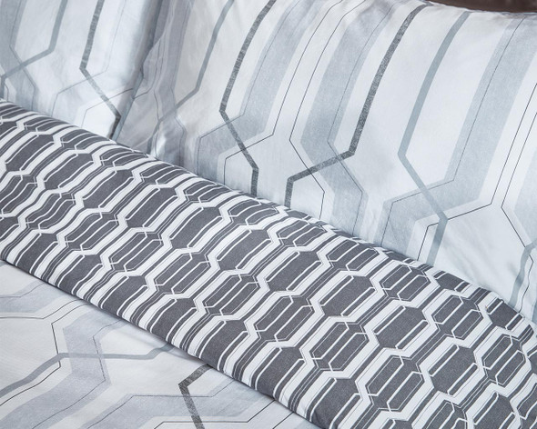 Grey Geometric Double Duvet Set Detail