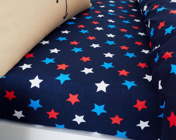 Navy Stars Fitted Sheet (90x190cm)