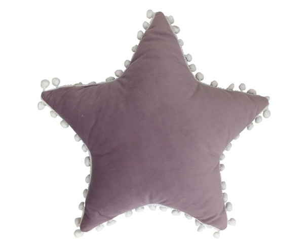 Star Pom Pom Cushion in Grey