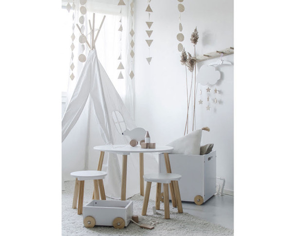 Table with Two Stools white lifestyle